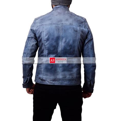 Blue Denim Leather Jacket For Men