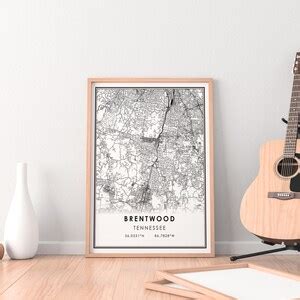 Brentwood Map Print Poster Canvas Tennessee Map Print Poster Canvas