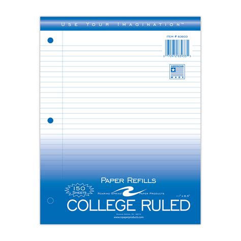 Loose Leaf Filler Paper College Ruled 11 X 85 150 Sheets