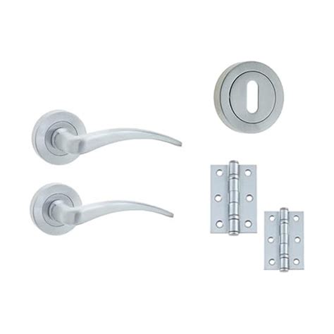 IRONMONGERY SOLUTIONS Lock Pack of Door Handle In Satin Chrome Finish ...