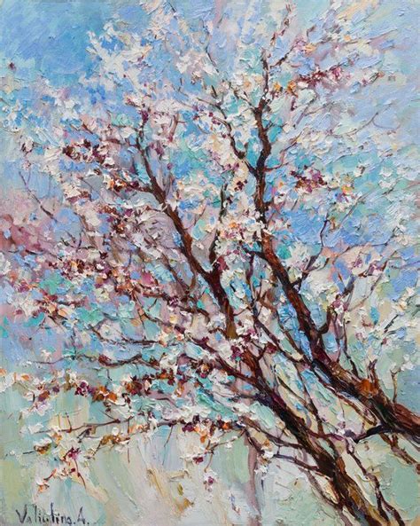 Flowering Apricot Tree Original Oil Painting 2019 Oil Painting By