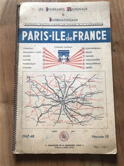 CARTE ROUTIÈRE ITINÉRAIRE Paris Île de France 1947 EUR 13 90 PicClick FR