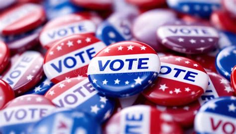 Election Campaign Buttons Voting Pin Election Day Stock Photo