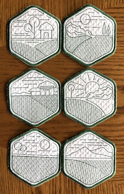 Advanced Embroidery Designs Rustic Scenery Coasters In The Hoop Ith