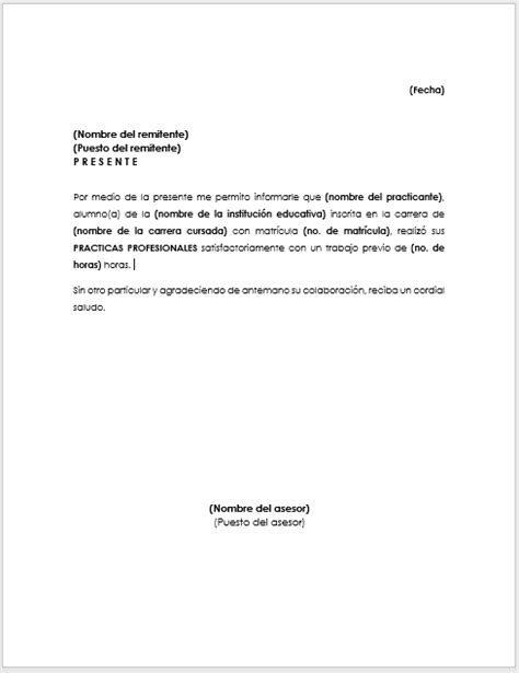 Ejemplo De Carta Practicas Profesionales Modelo De Informe Images