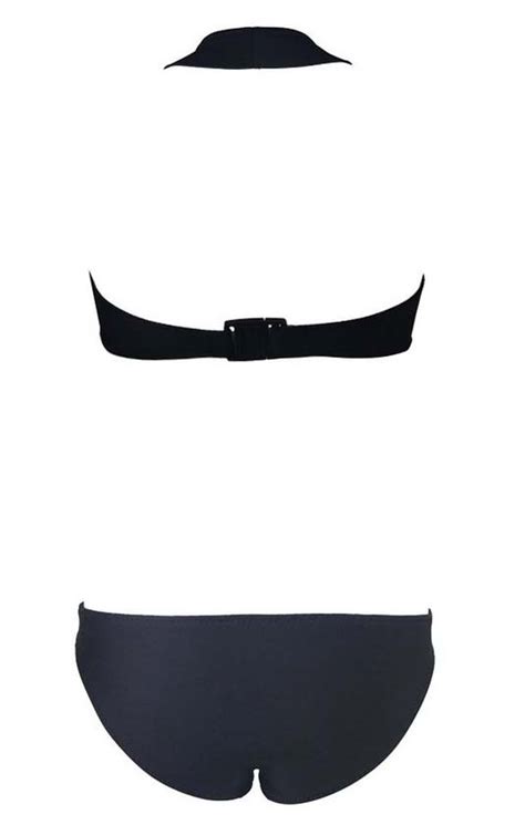 Sexy Black Choker Neoprene Bikini Set BK