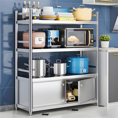 Industrial Stainless Steel Baker S Rack With Cabinets Silver Baker S