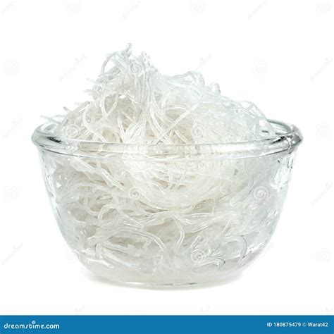 Glass Noodle With Bowl Isolated On White Background Stock Image - Image of instant, pasta: 180875479