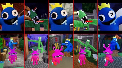 Rainbow Friends Green Jumpscare Vs Blue Jumpscare Fire On Pink