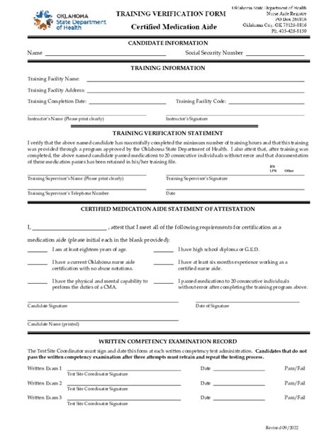 Fillable Online Cma Training Verification Form Cma Training