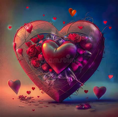 Image Of A Stylized Heart Emotions Love Broken Heart Generative Ai Stock Image Image Of