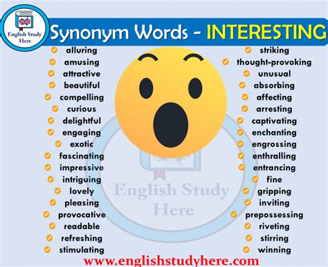 Synonym Words Related To Interesting English Study English Vocab