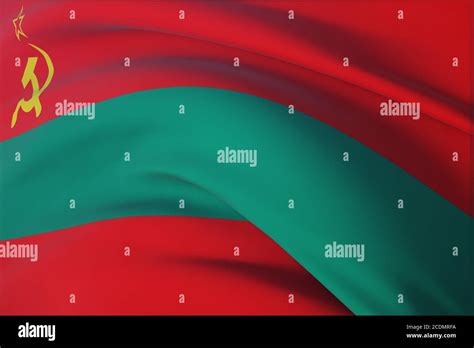 Waving flags of the world - flag of Transnistria. Closeup view, 3D ...