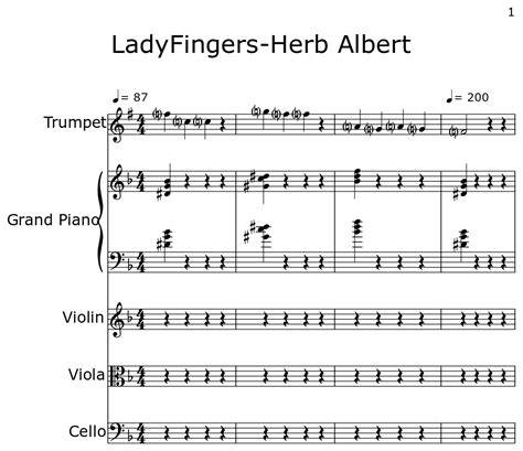 Ladyfingers Herb Albert Sheet Music For Trumpet Piano Violin Viola