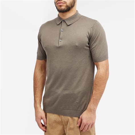 John Smedley Adrian Cotton Knit Polo Beige Musk End Kr