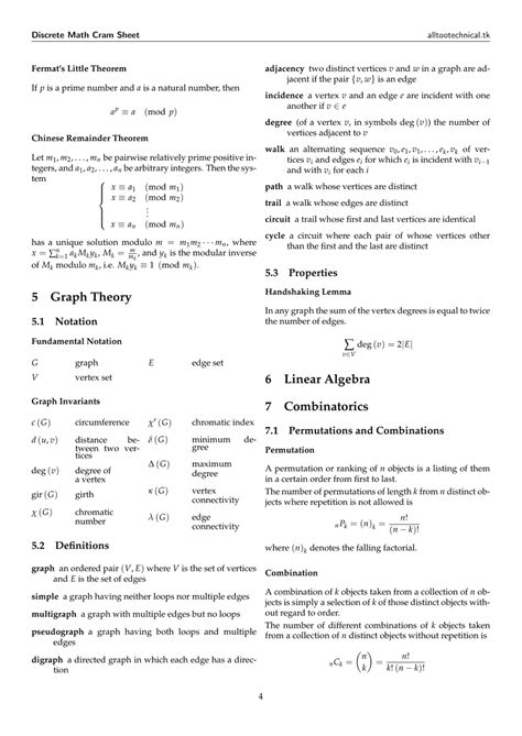 Discrete Math Cheat Sheet Download Printable Pdf Templateroller