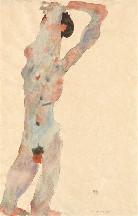 Seated Male Nude Self Portrait By Egon Schiele Artvee