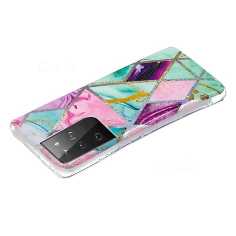 Triangular Marble Painted Galvanized Electroplating Soft Phone Case