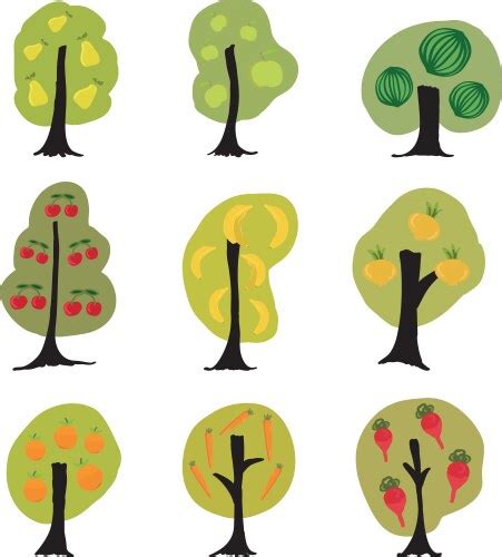 Cartoon Bush And Tree Set Trees Bushes Royalty Free Vector