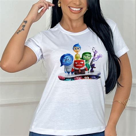 Blusa Tshirt Feminina Polielastano Coloridas Estampadas Divertida Mente