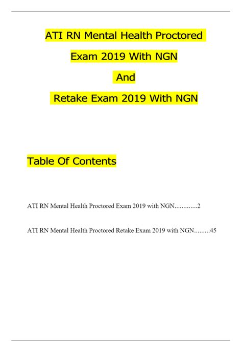 Ati Rn Mental Health Proctored Ngn Exam And Retake Exam