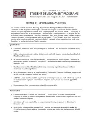 Fillable Online Philau Summer Start Leader Application