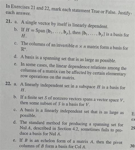 Solved In Exercises 21 And 22 Mark Each Statement True Or Chegg