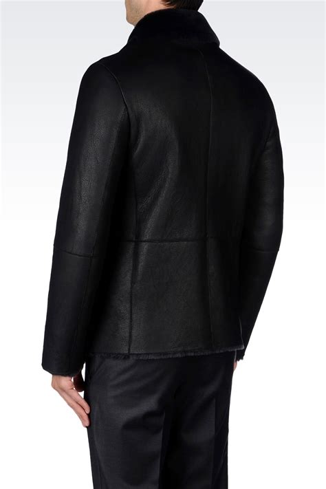 Emporio Armani Doublebreasted Pea Coat In Sheepskin In Black For Men Lyst