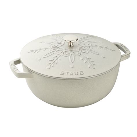 Staub French 375 Qt Essential Snowflake Cast Iron Round Dutch Oven