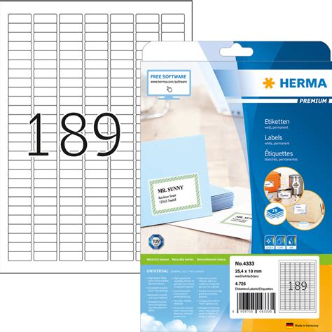 HERMA Universal Etiketten PREMIUM 25 4 x 10 mm weiß 4333 bei