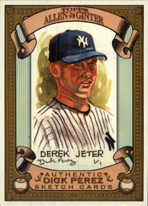 2007 Topps Allen And Ginter Dick Perez Sketches 19 Derek Jeter NM MT