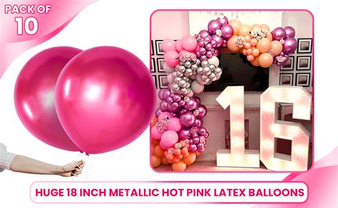 Amazon KatchOn Hot Pink Balloons Set Big 18 Inch Pack Of 10