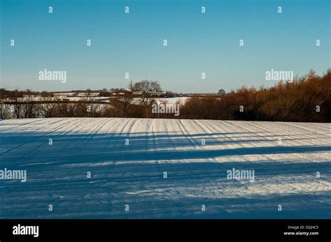 Snow on fields Stock Photo - Alamy