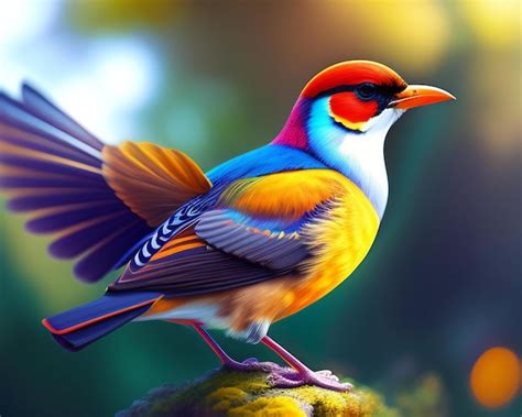 Premium AI Image Colorful Bird On A Background Of Nature 3d Illustration