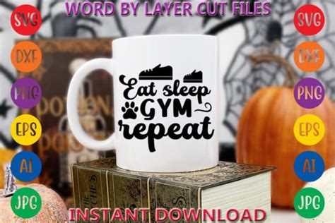 Eat Sleep Gym Repeat Free Graphic By Blackpetsmedia Creative Fabrica