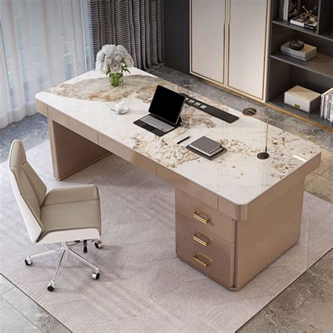 Long Rectangular Office Desk with Drawers Small | Desk with drawers ...