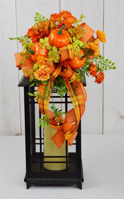 Fall Lantern Swag With Pumpkins Autumn Centerpiece Lantern Etsy