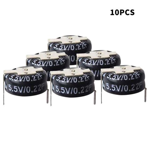 Buy 10x 5 5v 0 22f Type Farad Super Capacitor 10x10mm For Memory Backup Electrolyte At