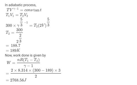 Two Moles Of An Ideal Monoatomic Gas At O C Occupies A Volume Of V