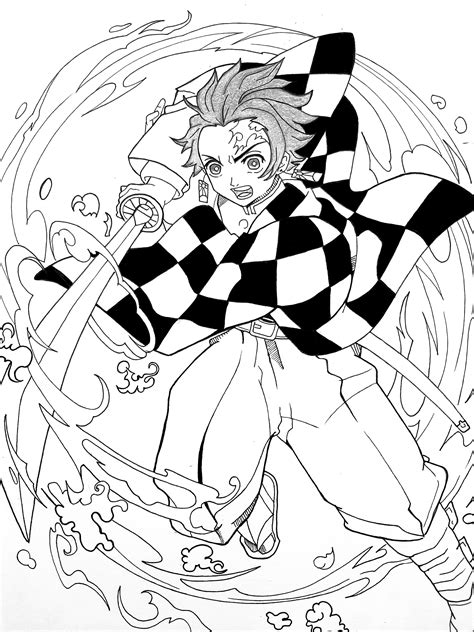 Tanjiro Thinking Coloring Pages Tanjiro Coloring Pages Disegni Da