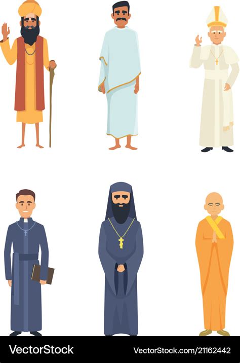 Different religion leaders cartoon characters Vector Image