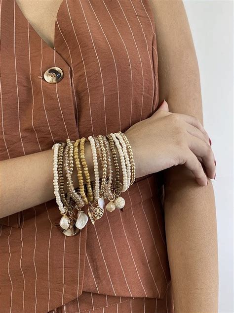 Maxi Pulseira Nude e Dourado A loja mais completa em acessórios