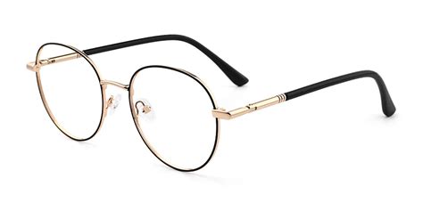 Muriel Black And Gold Round Eyeglasses