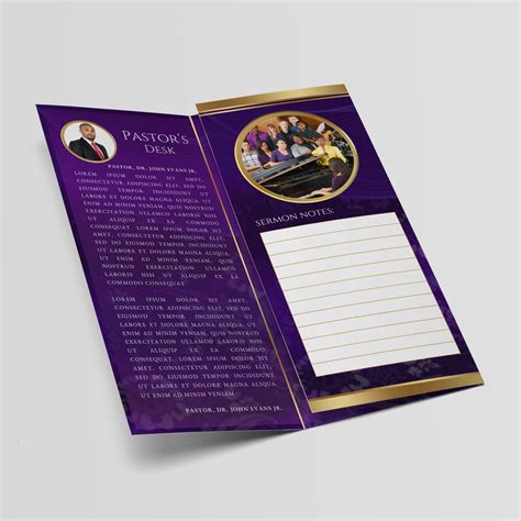 Church Service Bulletin Trifold Brochure Template Editable Download Via Canva Ribboned Purple