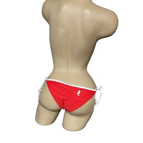 Sunny Co Swim Sunny Co Red White Scrunch Butt Pucker Bikini Swim