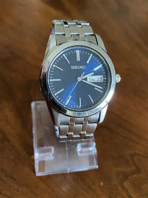 Vintage Seiko Watch Blue Dial Daydate Quartz 7n43 0am0 Wrist185 Cm Max W4 £1800 Picclick Uk