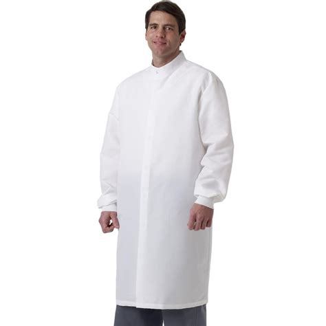 Medline Unisex Barrier Lab Coat No Pockets White L 1ct