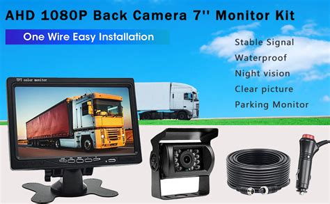 Car Reversing Camera Kit 7 Tft Lcd Screen Hd Monitor 12v 24v Parking