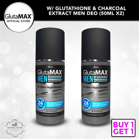 Glutamax Men Lightening Deo Antiperspirant Whitening Underarm Deodorant Roll On 2x50ml W