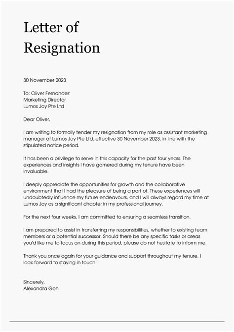 Resignation Letter Templates [2024 Update] Michael Page